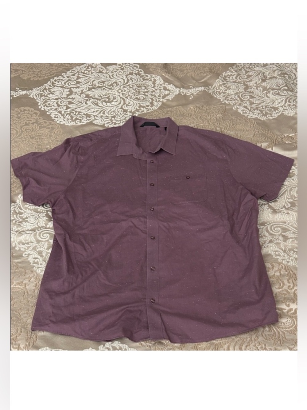 Travis Mathew Men's Short-Sleeve Button-Down Shirt in Plum